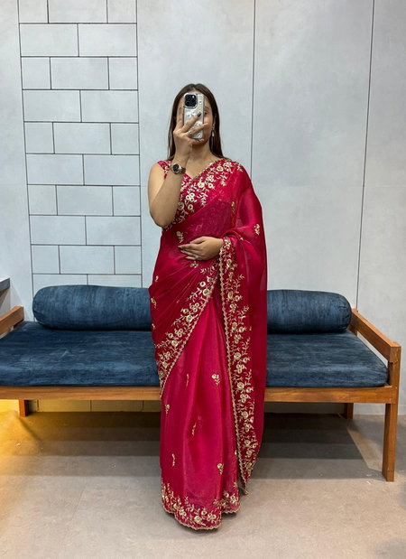 Vivera Fendy Chifrron Embroidery With Sequence Work Saree Wholesalers In Delhi